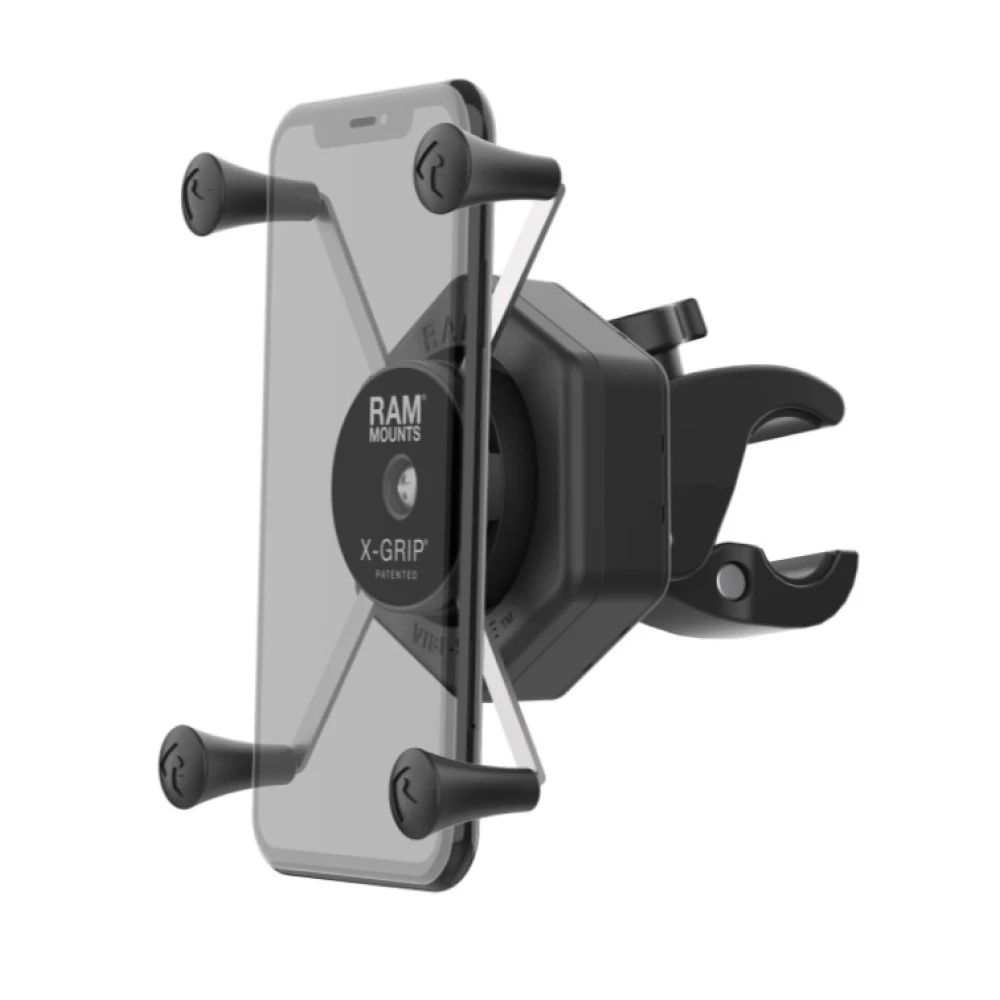 Крепление для большого телефона RAM MOUNTS X-Grip  с Vibe-Safe и маленьким зажимом Tough-Claw, RAM-HOL-UN10-462-400