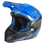 Шлем карбоновый KLIM F3 Carbon Pro MD Thrashed Electric Blue Lemonade - Metallic Silver